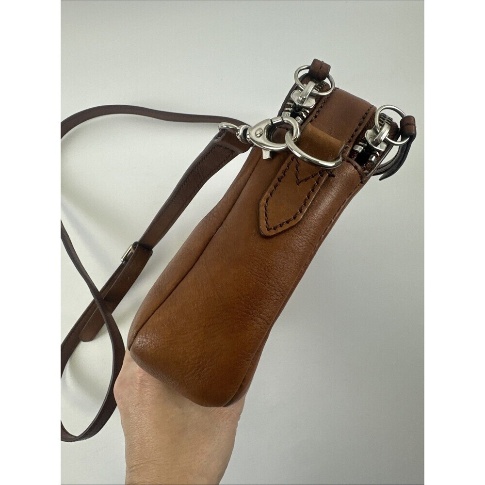 Fossil Sydney Mini Crossbody Bag Purse Smooth Tan Leather Zip Around Adjustable - Picture 3 of 16